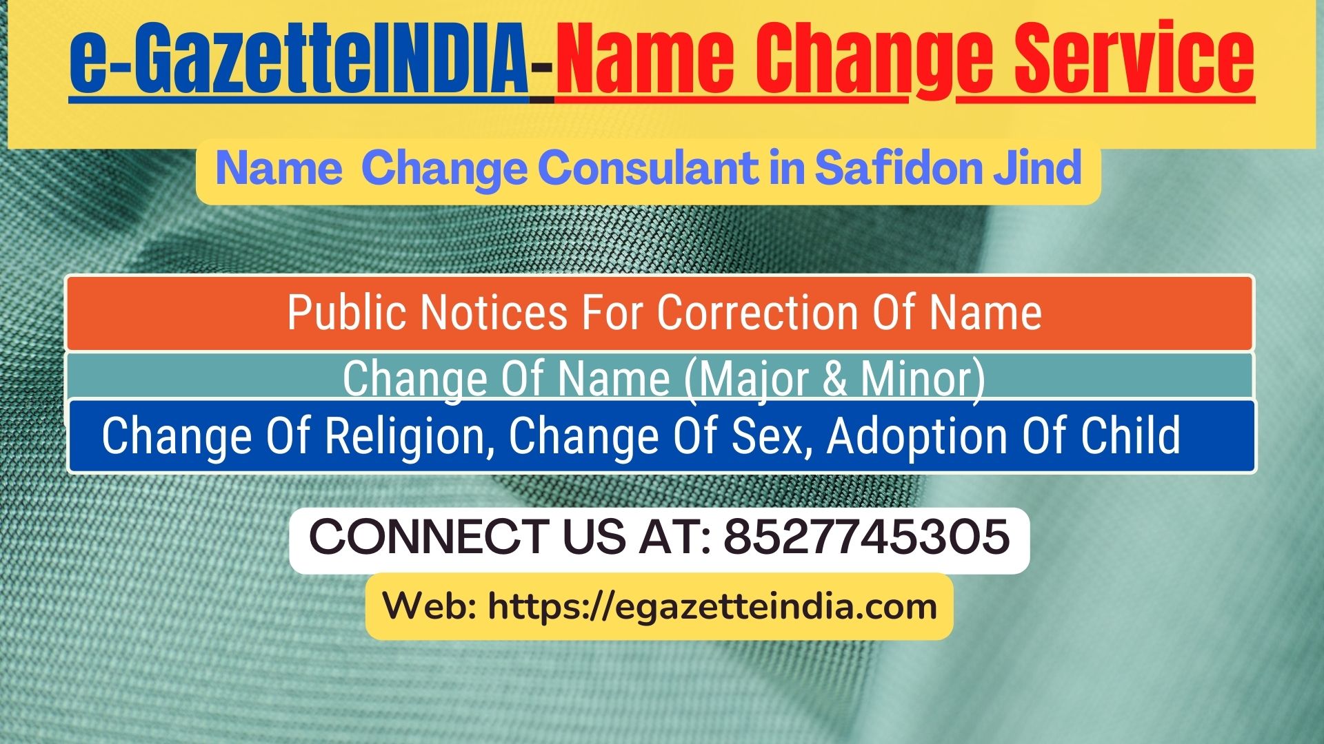 Name Change Agent Safidon Jind In Safidon Jind 8527745305