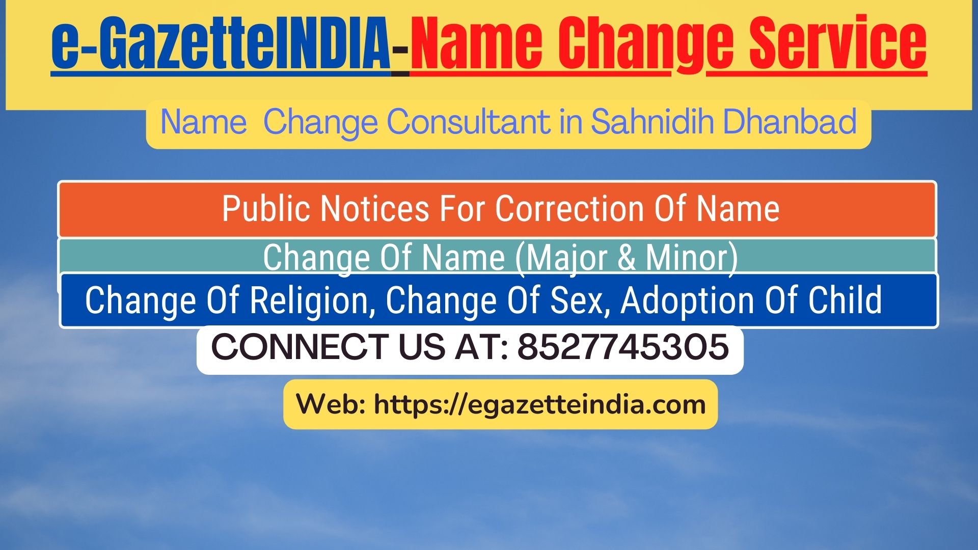 Name Change In Gazette Notification In Sahnidih Dhanbad-8527745305