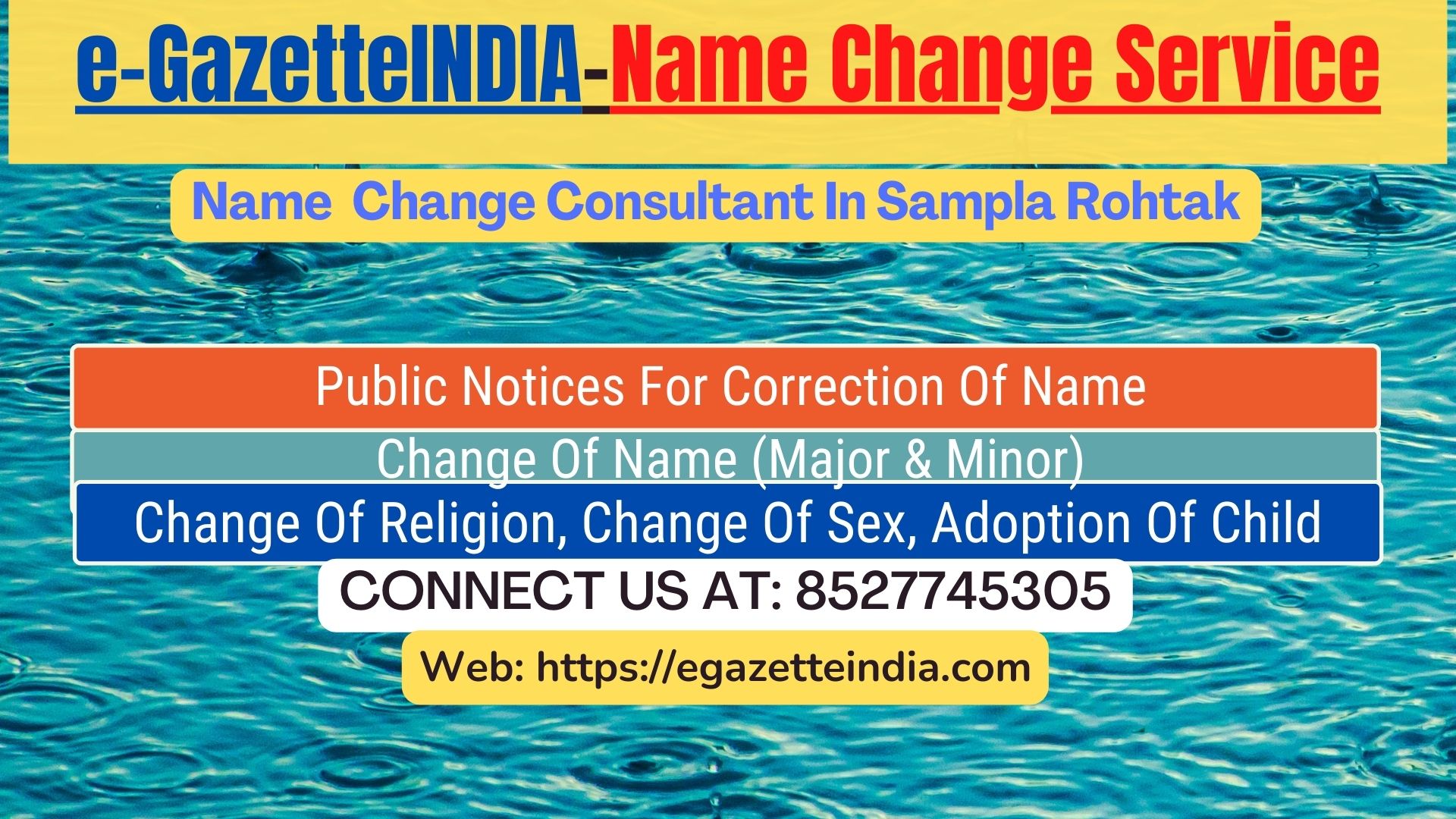 Name Change Gazette Notification In Sampla Rohtak 8527745305