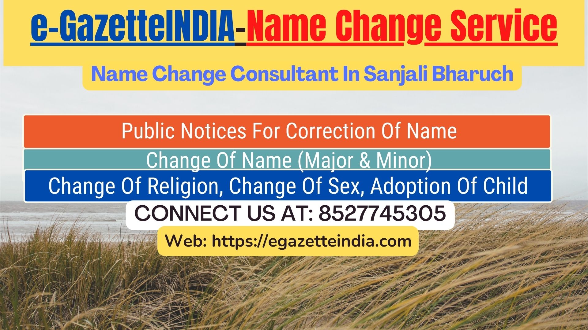 Gazette Of India Name Change Service In Sanjali Bharuch-8527745305