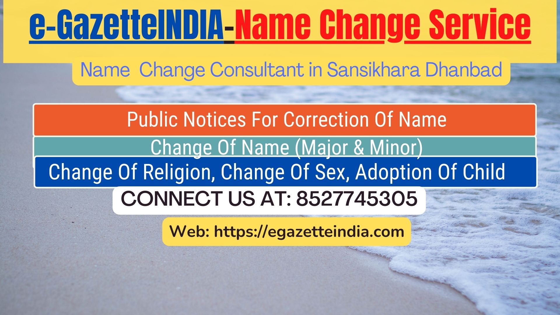 Change of Name in Sansikhara Dhanbad 8527745305