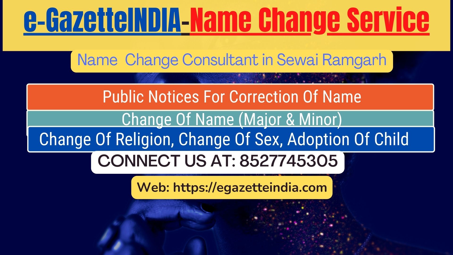 Change of Name in Gazette agent in Sewai Ramgarh 8527745305