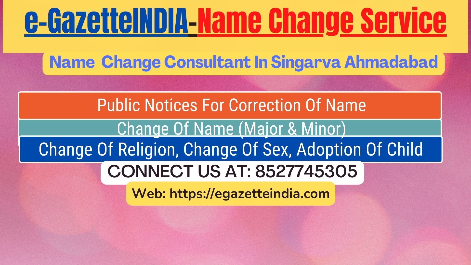 Gazette Of India Name Change Service In Singarva Ahmadabad-8527745305