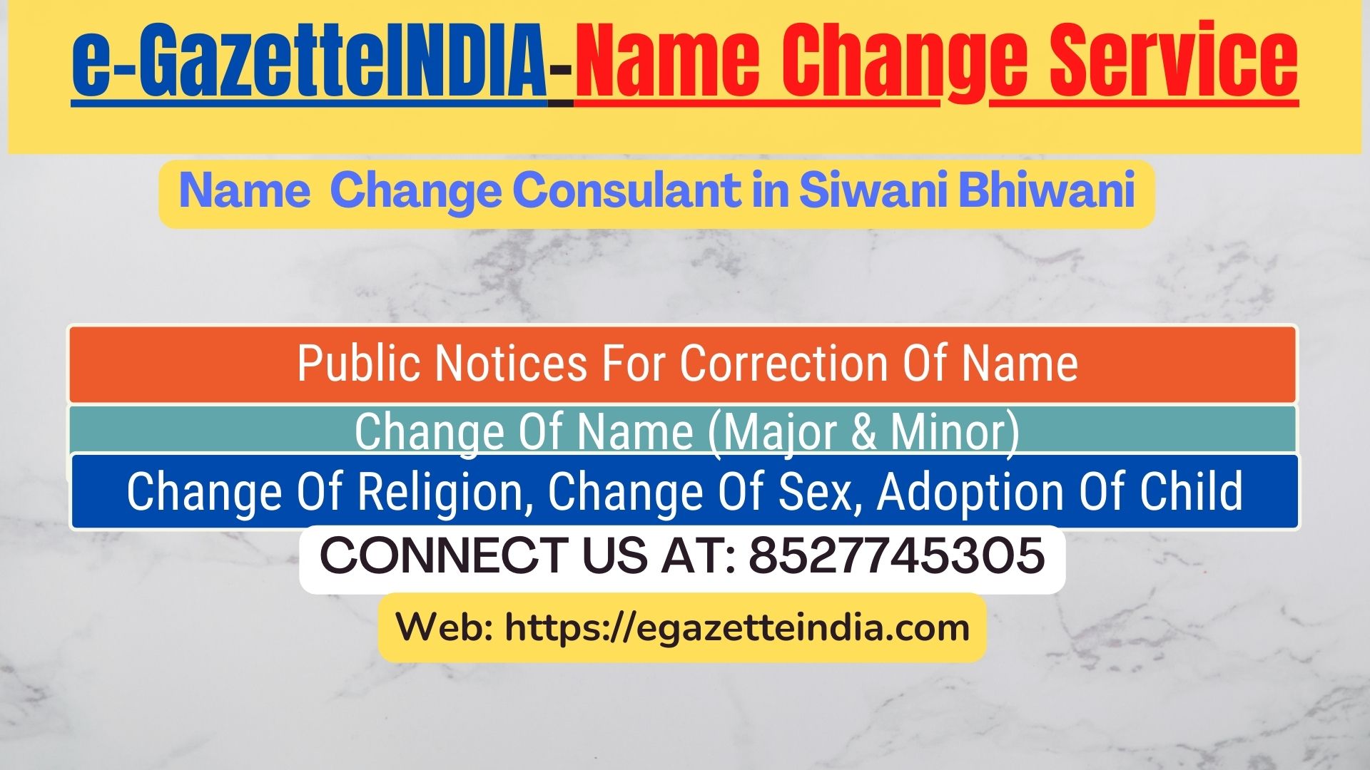 Name Change In Gazette Notification In Siwani Bhiwani-8527745305