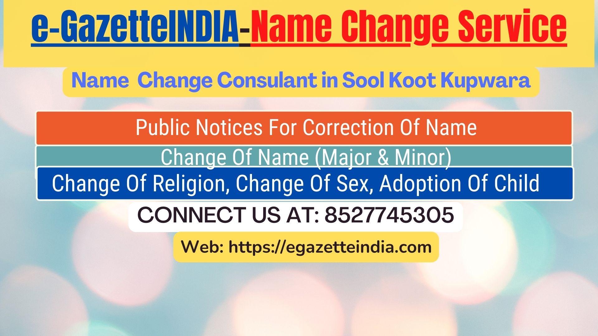 Gazette Name Change Agent Consultant Service In Sool Koot Kupwara-8527745305