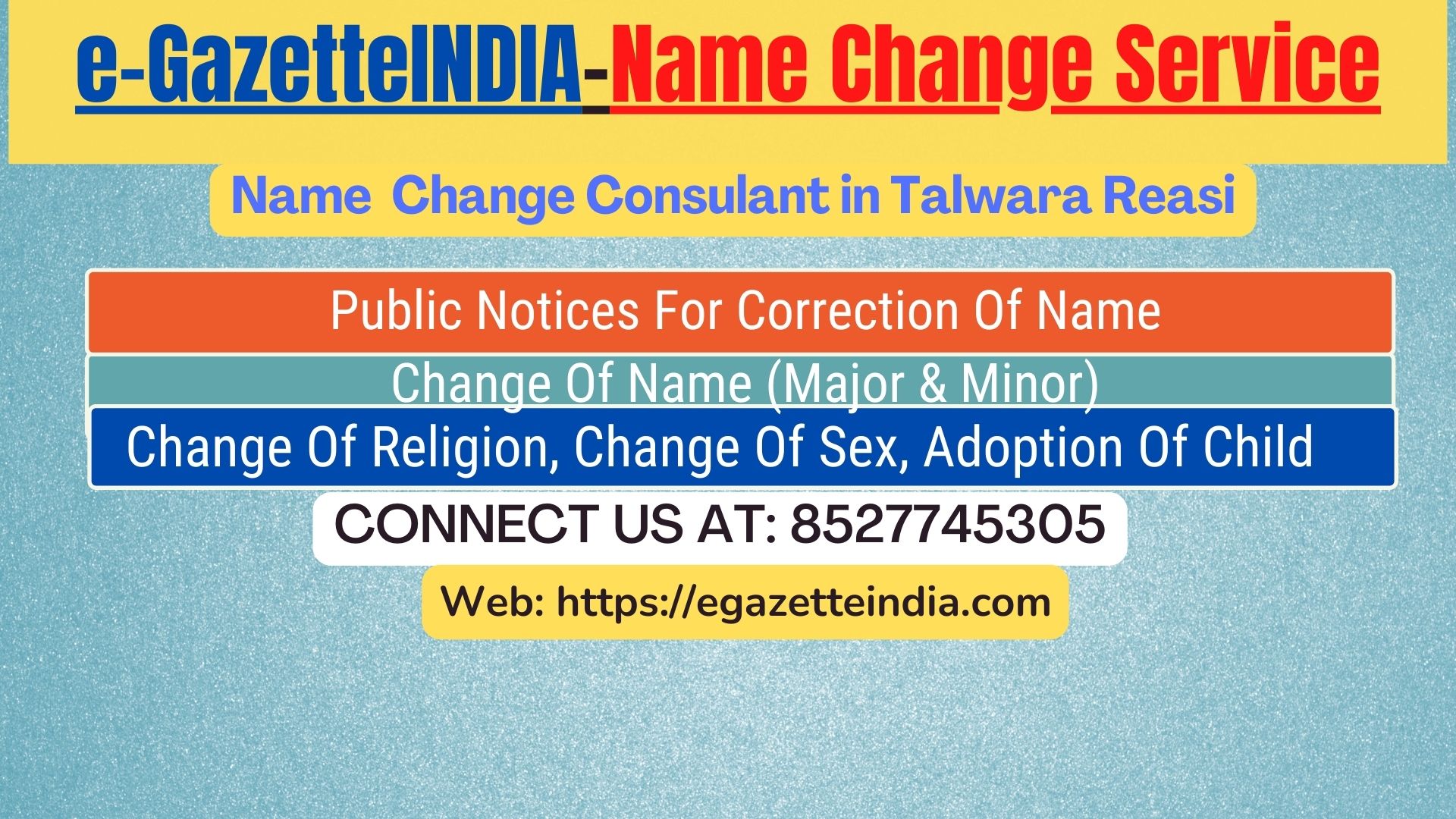 Procedure for name change in Talwara Reasi 8527745305