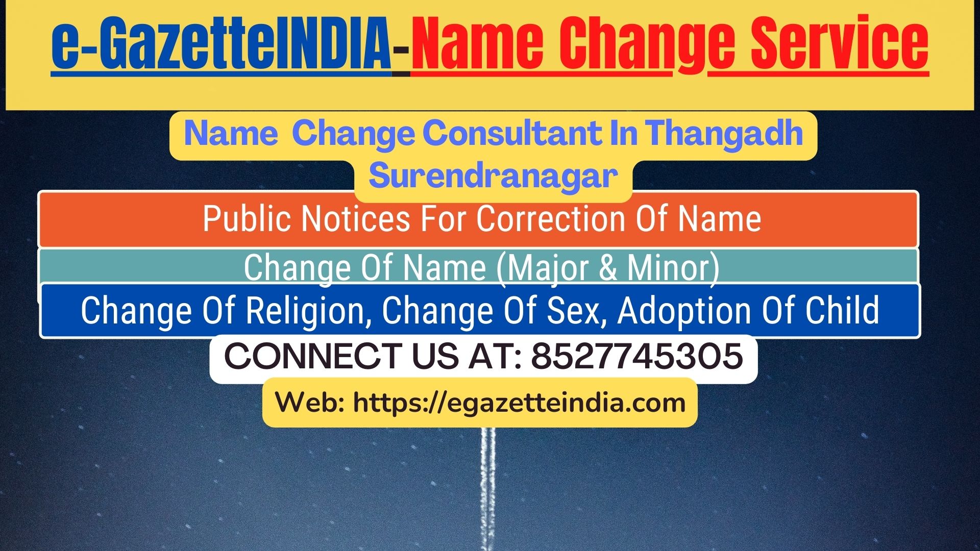 Name Change In Gazette Notification In Thangadh Surendranagar-8527745305