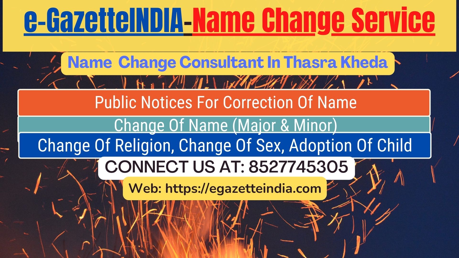 Gazette Name Change Agent Consultant Service In Thasra Kheda-8527745305