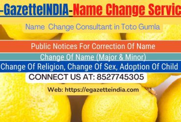 Change of Name in Gazette agent in Toto Gumla 8527745305