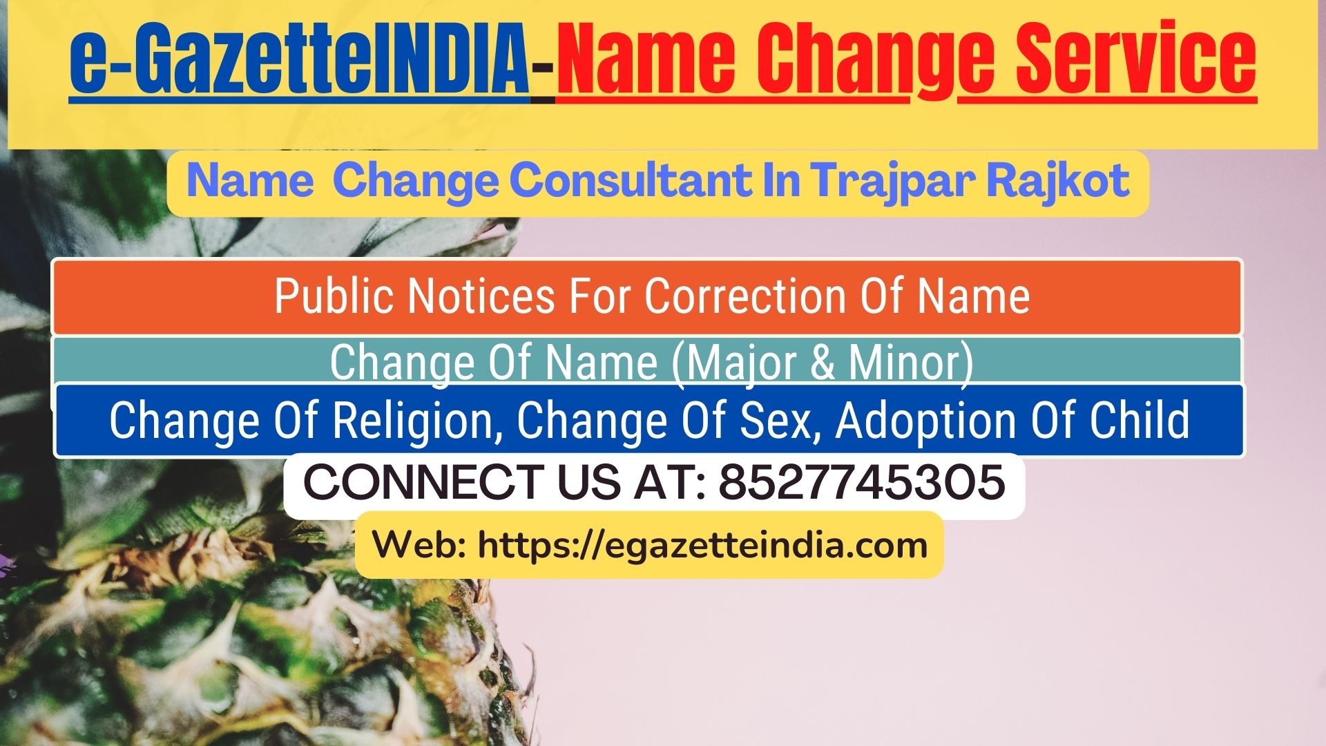 Gazette Name Change Agent Consultant Service In Trajpar Rajkot-8527745305