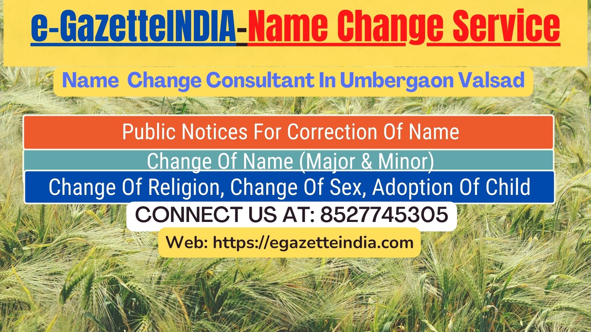 Name Change In Gazette Notification In Umbergaon Valsad-8527745305