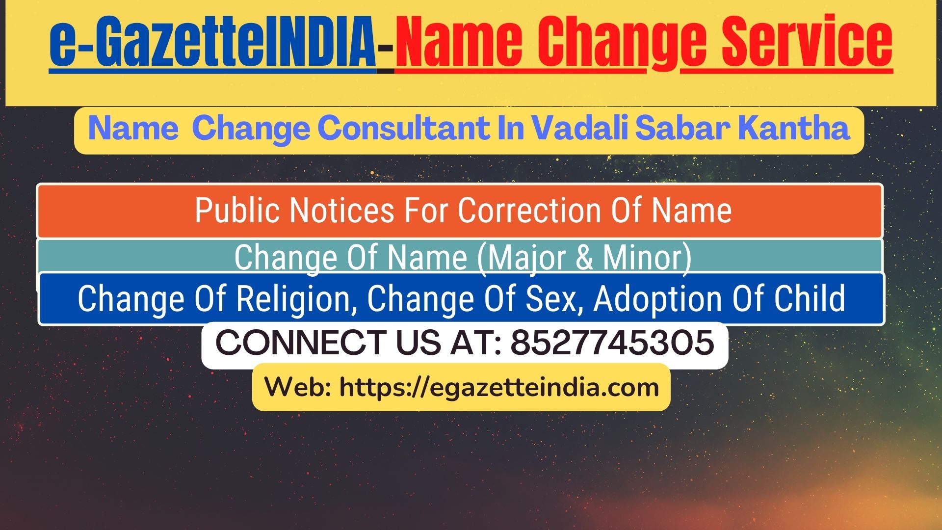 Gazette Name Change Agent Consultant Service In Vadali Sabar Kantha-8527745305