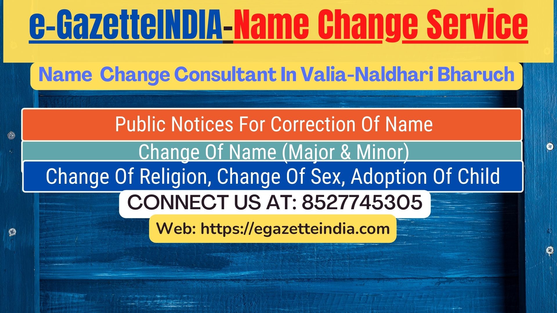 Name Change Gazette Notification In Valia-Naldhari Bharuch 8527745305