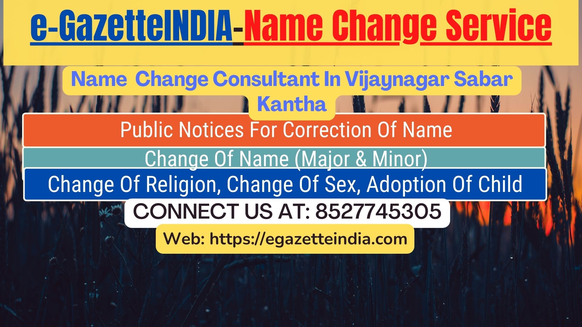 Name Change In Gazette Notification In Vijaynagar Sabar Kantha-8527745305