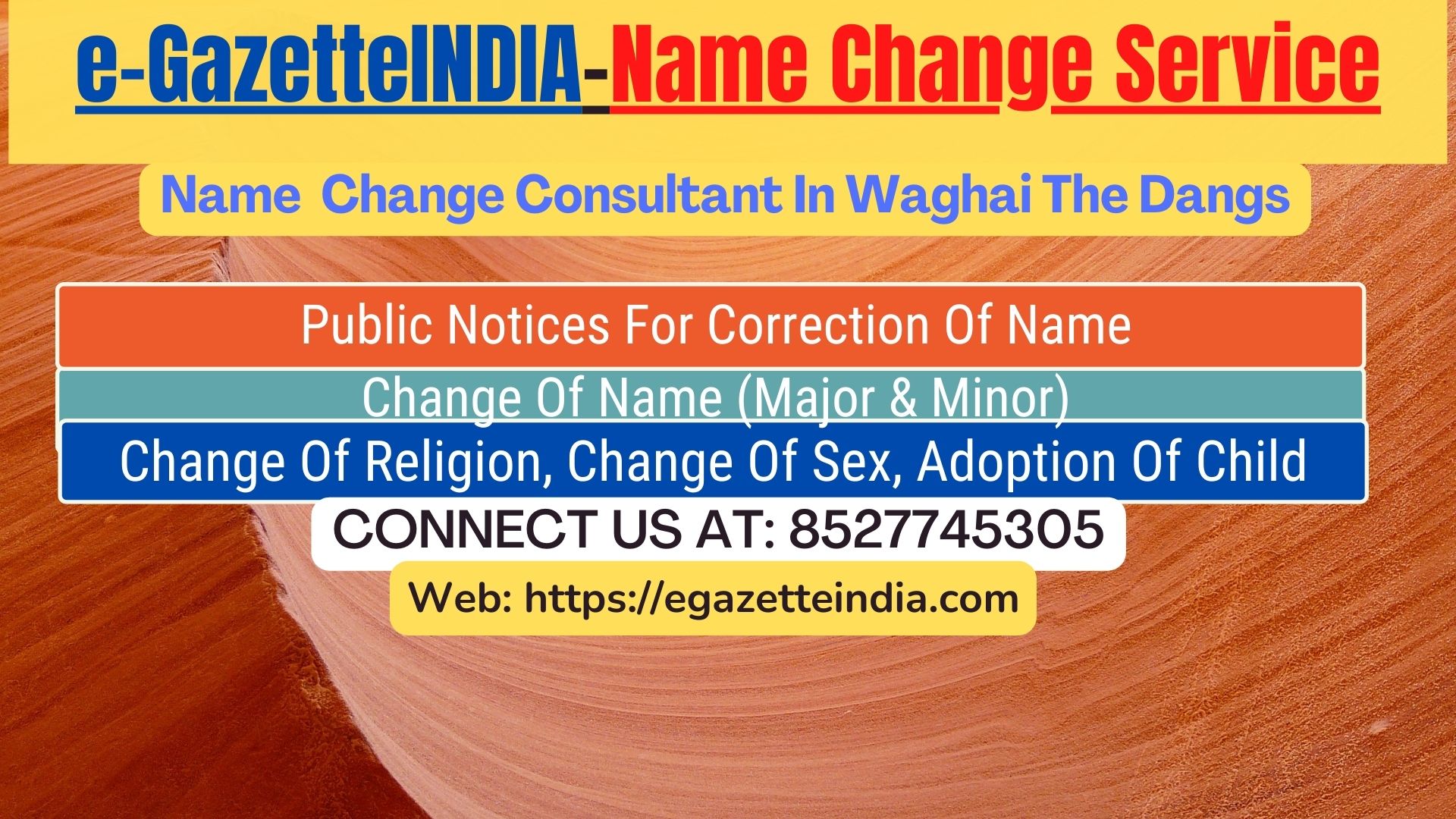 Gazette Of India Name Change Service In Waghai The Dangs-8527745305