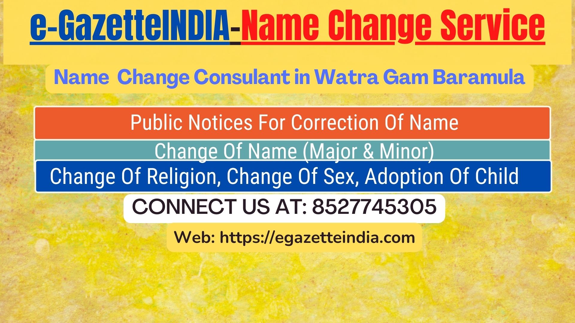 Change of Name in Watra Gam Baramula 8527745305