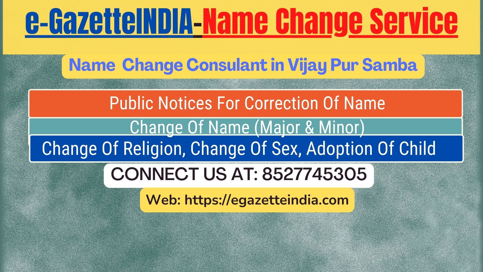 Gazette Name Change Agent Consultant Service In Vijay Pur Samba-8527745305