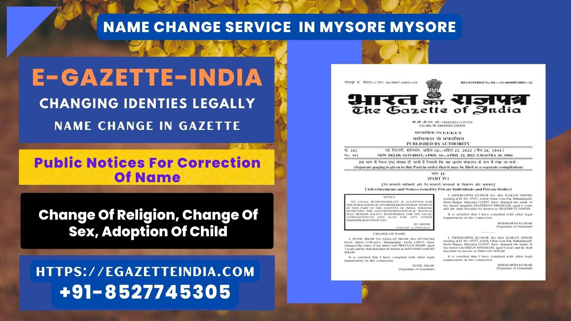 Name Change In Gazette In Mysore Mysore 8527745305