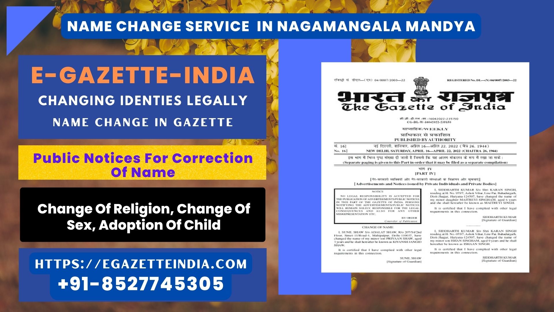 Name Change In Gazette In Nagamangala Mandya 8527745305