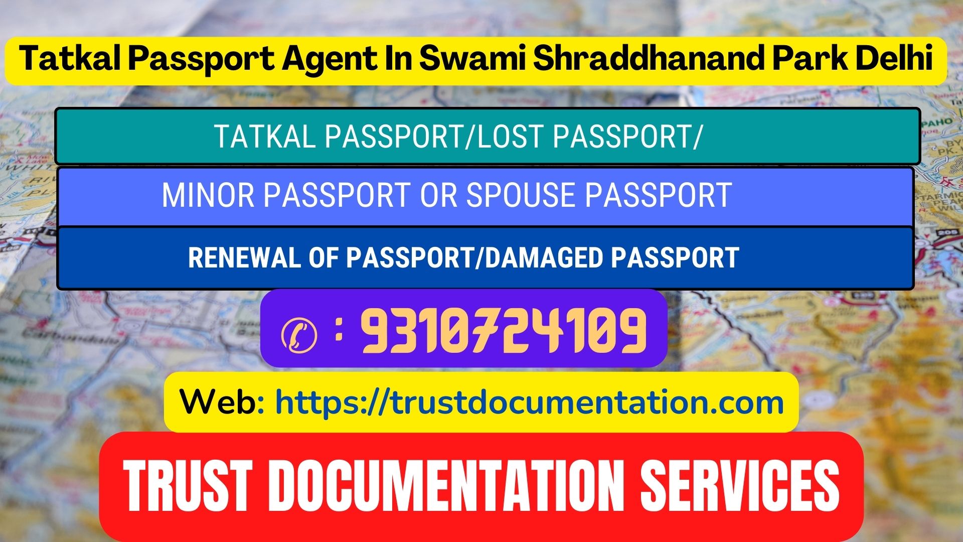 Tatkal passport services in Swami Shraddhanand Park Delhi 9310724109