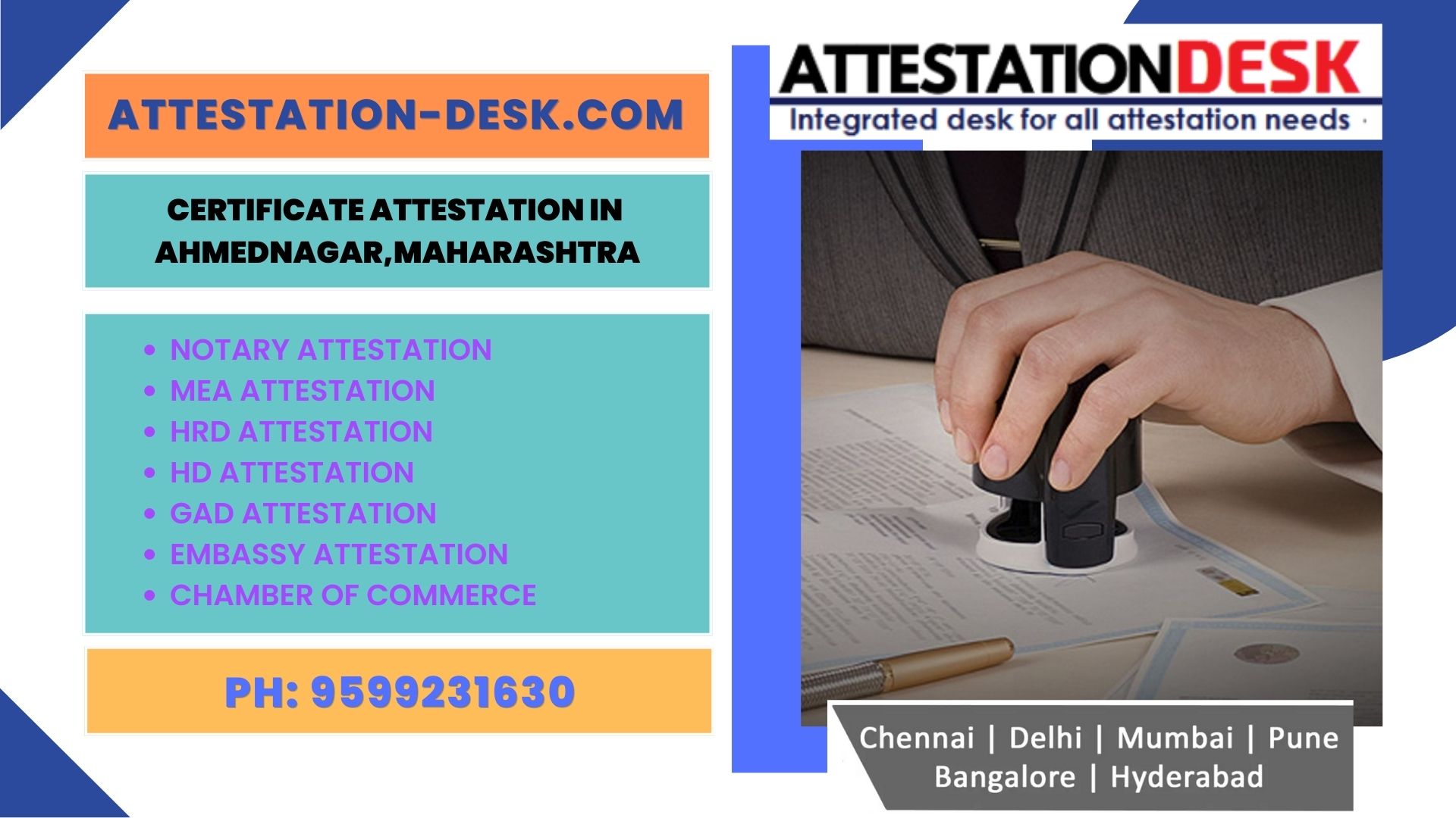 Certificate Attestation in Ahmednagar 9599231630