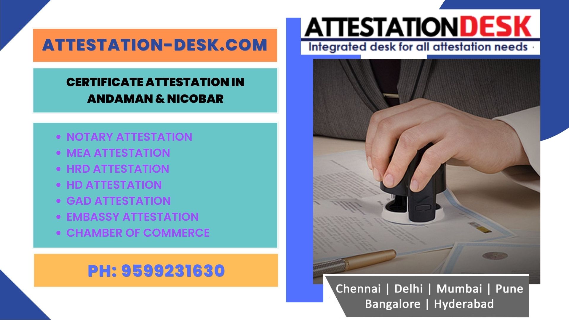 Certificate Attestation in Andaman & Nicobar 9599231630